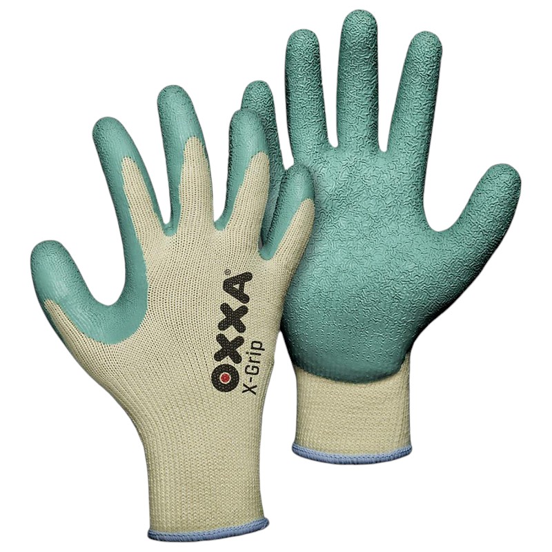 OXXA® X-Grip 51-000 handschoen - Latex/katoen - Groen/geel - Maat 10/XL